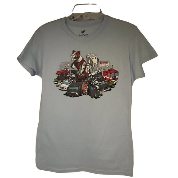 TeeFury Womens Juniors Blue Graphic Transformers Movie T-Shirt 2XL Stretch New - Picture 1 of 3